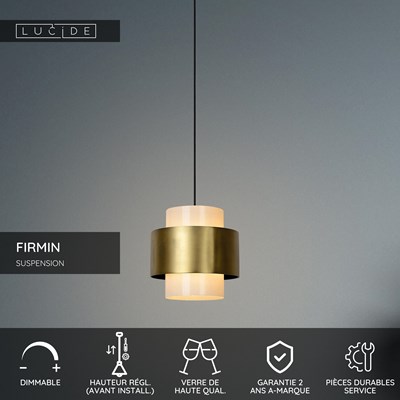 Lucide FIRMIN - Suspension - Ø 30 cm - 1xE27 - Or Mat / Laiton